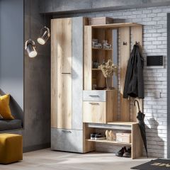 ФАВОРИТ 1 Прихожая (Дуб Делано/Цемент Светлый) в Кургане - kurgan.mebel24.online | фото