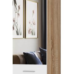 ИТАЛИЯ П1Я-400 Пенал с пуфом (Дуб сонома/Белый глянец) в Кургане - kurgan.mebel24.online | фото