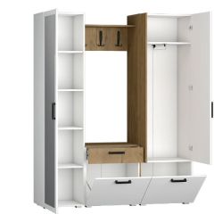 Прихожая Прайм-1 (Белый Текстурный/Дуб Крафт Золотой) в Кургане - kurgan.mebel24.online | фото 2