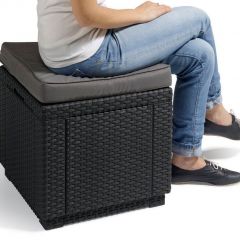 Пуфик Куб с подушкой (Cube with cushion) коричневый - серо-бежевый* в Кургане - kurgan.mebel24.online | фото 2