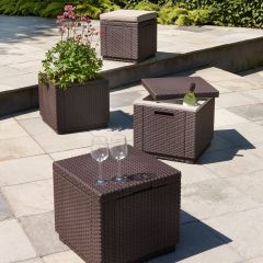 Пуфик Куб с подушкой (Cube with cushion) коричневый - серо-бежевый* в Кургане - kurgan.mebel24.online | фото 3