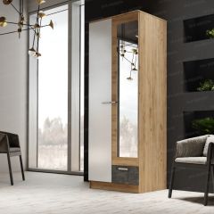 Шкаф Адель 800 с полками (дуб вотан/белый глянец) в Кургане - kurgan.mebel24.online | фото