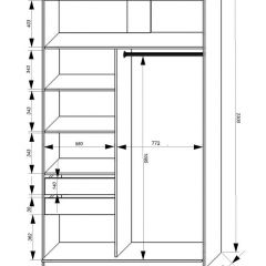 Шкаф-купе 1400 серии SOFT D1+D3+B2+PL1 (2 ящика+1штанга) профиль «Графит» в Кургане - kurgan.mebel24.online | фото 3