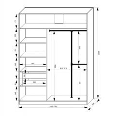 Шкаф-купе 1500 серии NEW CLASSIC K4+K4+B2+PL4 (2 ящика+F обр. штанга) профиль «Капучино» в Кургане - kurgan.mebel24.online | фото 3