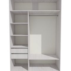 Шкаф-купе 1500 серии SILVER S1+S1+B2+PL2 (2 ящика+1 штанга+1 полка) профиль «Серебро» в Кургане - kurgan.mebel24.online | фото 2