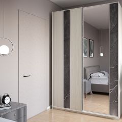 Шкаф-купе 1500 серии SILVER S4+S3Z+B2+PL1 (2 ящика+1 штанга) профиль «Серебро» в Кургане - kurgan.mebel24.online | фото