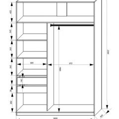 Шкаф-купе 1600 серии SOFT D1+D3+B2+PL1 (2 ящика+1штанга) профиль «Графит» в Кургане - kurgan.mebel24.online | фото 4