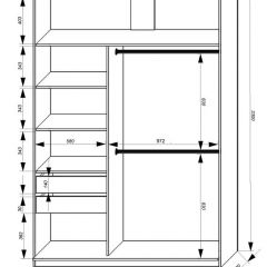 Шкаф-купе 1600 серии SOFT D8+D2+B2+PL4 (2 ящика+F обр.штанга) профиль «Графит» в Кургане - kurgan.mebel24.online | фото 2