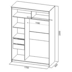 Шкаф-купе №19 Серия 3 Квадро (1700) Ясень Анкор светлый в Кургане - kurgan.mebel24.online | фото 4