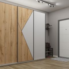 Шкаф-купе 2100 серии SOFT D2+D7+D3+B22+PL2 (по 2 ящика лев/прав+1штанга+1полка) профиль «Графит» в Кургане - kurgan.mebel24.online | фото