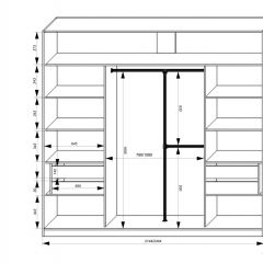 Шкаф-купе 2150 серии NEW CLASSIC K4+K4+K4+B22+PL4(по 2 ящика лев/прав+F обр.штанга) профиль «Капучино» в Кургане - kurgan.mebel24.online | фото 3