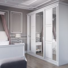 Шкаф-купе 2150 серии NEW CLASSIC K6Z+K1+K6+B22+PL2(по 2 ящика лев/прав+1 штанга+1 полка) профиль «Капучино» в Кургане - kurgan.mebel24.online | фото