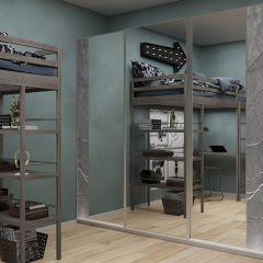 Шкаф-купе 2250 серии SILVER S3+S1+S3Z B22+PL2 (по 2 ящика лев/прав+1штанга+1 полка) профиль «Серебро» в Кургане - kurgan.mebel24.online | фото