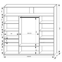 Шкаф-купе 2400 серии SOFT D2+D7+D3+B22+PL2 (по 2 ящика лев/прав+1штанга+1полка) профиль «Графит» в Кургане - kurgan.mebel24.online | фото 3