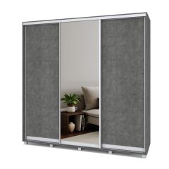 МАРТИН Шкаф-купе с зеркалом Камень темный (2200*450) М422 в Кургане - kurgan.mebel24.online | фото