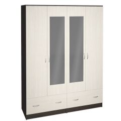 Шкаф Ронда ШК-4 с зеркалом (венге/беленый дуб) в Кургане - kurgan.mebel24.online | фото
