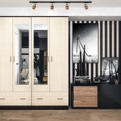 Шкаф Ронда ШК-4 с зеркалом (венге/беленый дуб) в Кургане - kurgan.mebel24.online | фото 3
