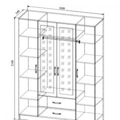 СОФИ СШК1600.1Шкаф 4-х ств с2мя зерк, 2 ящиками в Кургане - kurgan.mebel24.online | фото 2