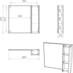 Шкаф-зеркало Uno 80 Дуб серый левый/правый Домино (DU1504HZ) в Кургане - kurgan.mebel24.online | фото 7