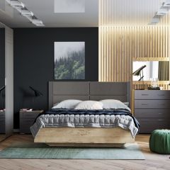 Спальня Livorno Модульная (Софт Графит/Дуб Бунратти) в Кургане - kurgan.mebel24.online | фото 2