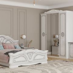 Спальный гарнитур Грация (модульный) белый/серебро в Кургане - kurgan.mebel24.online | фото