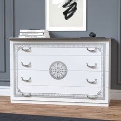 Спальный гарнитур Грация (модульный) белый/серебро в Кургане - kurgan.mebel24.online | фото 4