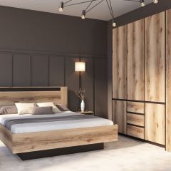 ПРАГА Спальный гарнитур Серия 3 (Дуб Делано/Дуб Венге) в Кургане - kurgan.mebel24.online | фото 3