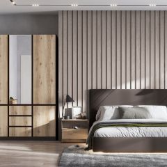 ПРАГА Спальный гарнитур Серия 3 (Дуб Делано/Дуб Венге) в Кургане - kurgan.mebel24.online | фото 6