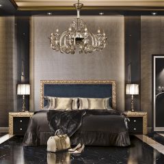 Спальный гарнитур Тиффани Premium черная/золото в Кургане - kurgan.mebel24.online | фото 2