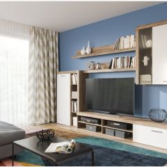 Стенка CAN BE (дуб санремо светлый/белый глянец) в Кургане - kurgan.mebel24.online | фото