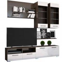 Стенка Ненси 3 (Венге/Белый глянец) в Кургане - kurgan.mebel24.online | фото 2