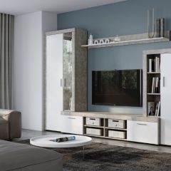 Стенка SKYE (Beton Jasny Atelier/белый) в Кургане - kurgan.mebel24.online | фото