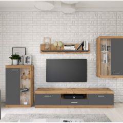 Стенка TESS (дуб вотан/серый графит) в Кургане - kurgan.mebel24.online | фото