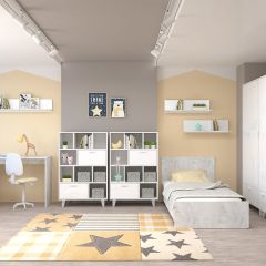 Стол Эго Ст-1 2-ящика Бетон светлый/Белый глянец в Кургане - kurgan.mebel24.online | фото 3