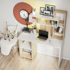 Стол компьютерный Олимп (дуб сонома/белый) в Кургане - kurgan.mebel24.online | фото 2