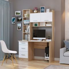 Стол компьютерный ПКС-5 Дуб сонома/Белый глянец в Кургане - kurgan.mebel24.online | фото