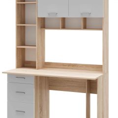 Стол компьютерный ПКС-5 Дуб сонома/Белый глянец в Кургане - kurgan.mebel24.online | фото 2
