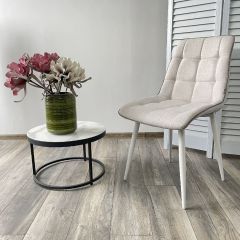 Стул CHIC HE622-01/ HE622-05 топленое молоко, ткань/ белый каркас М-City в Кургане - kurgan.mebel24.online | фото 4