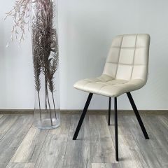 Стул CHILLI SQUARE HK017-02 серо-бежевый, PU/ черный каркас М-City в Кургане - kurgan.mebel24.online | фото 2