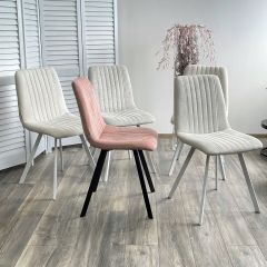 Стул ELVIS WZ2042-01 молочный фактурный велюр / белый каркас М-City в Кургане - kurgan.mebel24.online | фото 2