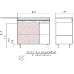 Тумба под умывальник Andrea 90 3D без ящика Домино (D37005T) в Кургане - kurgan.mebel24.online | фото 2