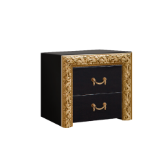 Тумба прикроватная (2 ящика)Тиффани Premium черная/золото (ТФТП-1(П) в Кургане - kurgan.mebel24.online | фото