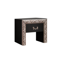 Тумба прикроватная Тиффани Premium черная/серебро (ТФТП-1(П) в Кургане - kurgan.mebel24.online | фото