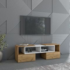 Тумба раздвижная (ЛДСП дуб крафт золотой/белый) в Кургане - kurgan.mebel24.online | фото 3