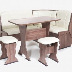 ОРХИДЕЯ Уголок кухонный (кожзам-Борнео крем) ясень в Кургане - kurgan.mebel24.online | фото