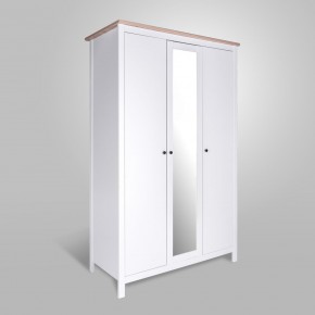 2.08.01.040.14 САГА шкаф 3 двери с зеркалом белый/ясень в Кургане - kurgan.mebel24.online | фото