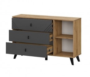 БАЙКАЛ Комод 3 ящика (со створкой) Графит/Дуб золотой в Кургане - kurgan.mebel24.online | фото 4