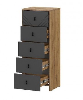 БАЙКАЛ Комод (5 ящиков) Графит/Дуб золотой в Кургане - kurgan.mebel24.online | фото 2