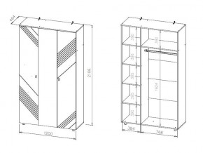 БАЙКАЛ Шкаф трехстворчатый (Графит/Дуб золотой) в Кургане - kurgan.mebel24.online | фото 3