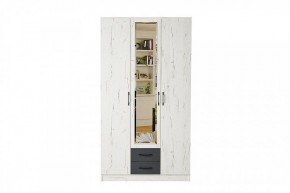 БЕАТРИС Шкаф Трио (дуб крафт белый/антрацит) в Кургане - kurgan.mebel24.online | фото